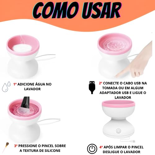 Lavador Limpador De Pincel Maquiagem Elétrico Automático Premium Com Design Moderno