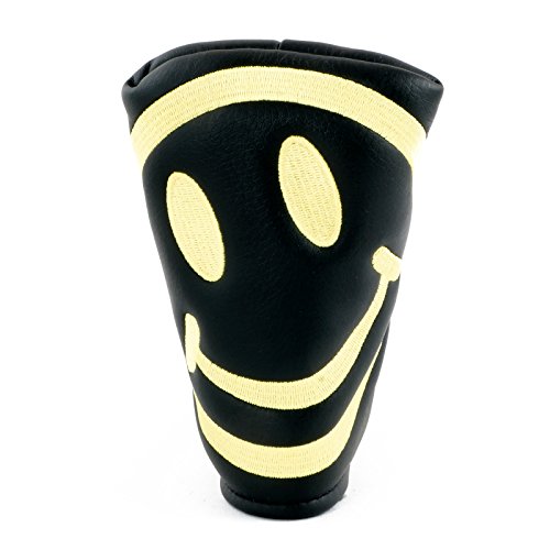 19Th Hole Custom Shop Smile Face Golf Headcover For Blade And Midsize Mallet Putter, Black #TOP1