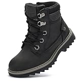 TZJS Girls Boys Toddler Boots Kids Unisex Lace Up Hiking Work Boots Girl Water Resistant Ankle Boot Boy Sizes 7-13 Outdoor Autumn Shoes for Toddler/Little Kid(Black,1)