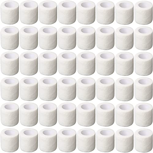 64 Pack Self Adherent Cohesive Wrap Bandages 2 Inch X 5 Yard Breathable Athletic Tape Self Adhesive Bandage Wrap Sports Tape Elastic Self Adhesive Tape Bandage Wrap Rolls For Wrist Ankle (White) #TOP3