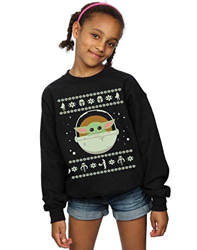 Absolute Cult Star Wars Girls The Mandalorian The Child Christmas Sweatshirt Black 9-11 Years