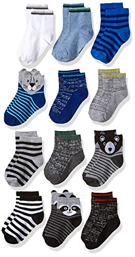 Cherokee Boys' Toddler 12 Pack Shorty Socks, heather animal, 2T-4T