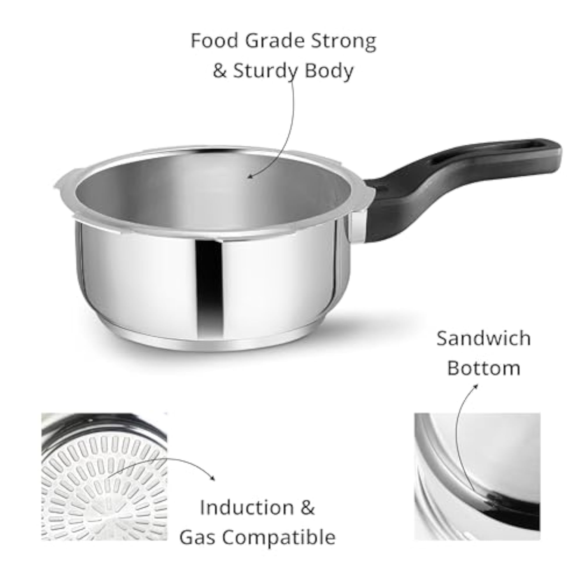 1.5 Litres Pressure Cooker Outer Lid Stainless Steel