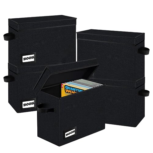 YNSZAS 5 Pack Collection Comic Book Storage Boxes, Protector Organizer 15.8" X 7.8" X 11.8" Collapsible Short Box Holds 160-180 Comic Book Heavy Duty Bin Container Holder Shelf