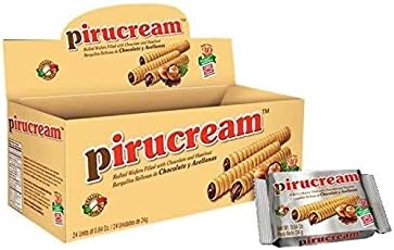 Pirucream Rolled Wafers, Chocolate Hazelnut Flow Pack 576 grs./ 20.16 Oz - 12 Packages with 04 pcs each on