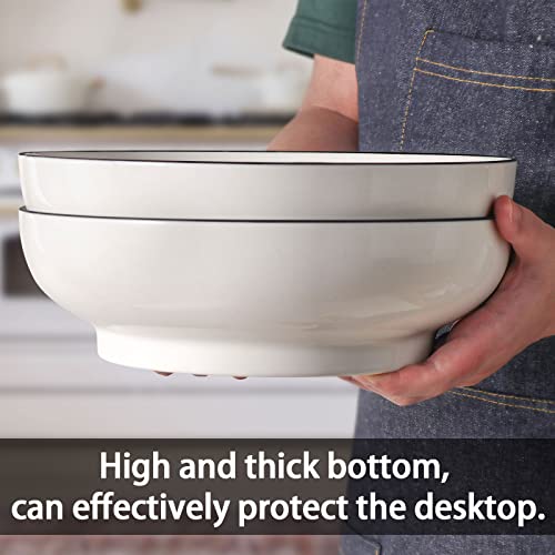 Wareland Large Serving Bowls, 85 Ounce Big Salad Bowls, 10 Inch White Ceramic Fruit Bowl, Pho Bowls Set Of 2, Mixing Bowls For Kitchen, Serving Dishes For Entertaining, Microwave & Dishwasher Safe #TOP6