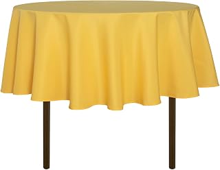 sancua Round Tablecloth 48 Inch Fits 20-36 Inch Tables, Yellow