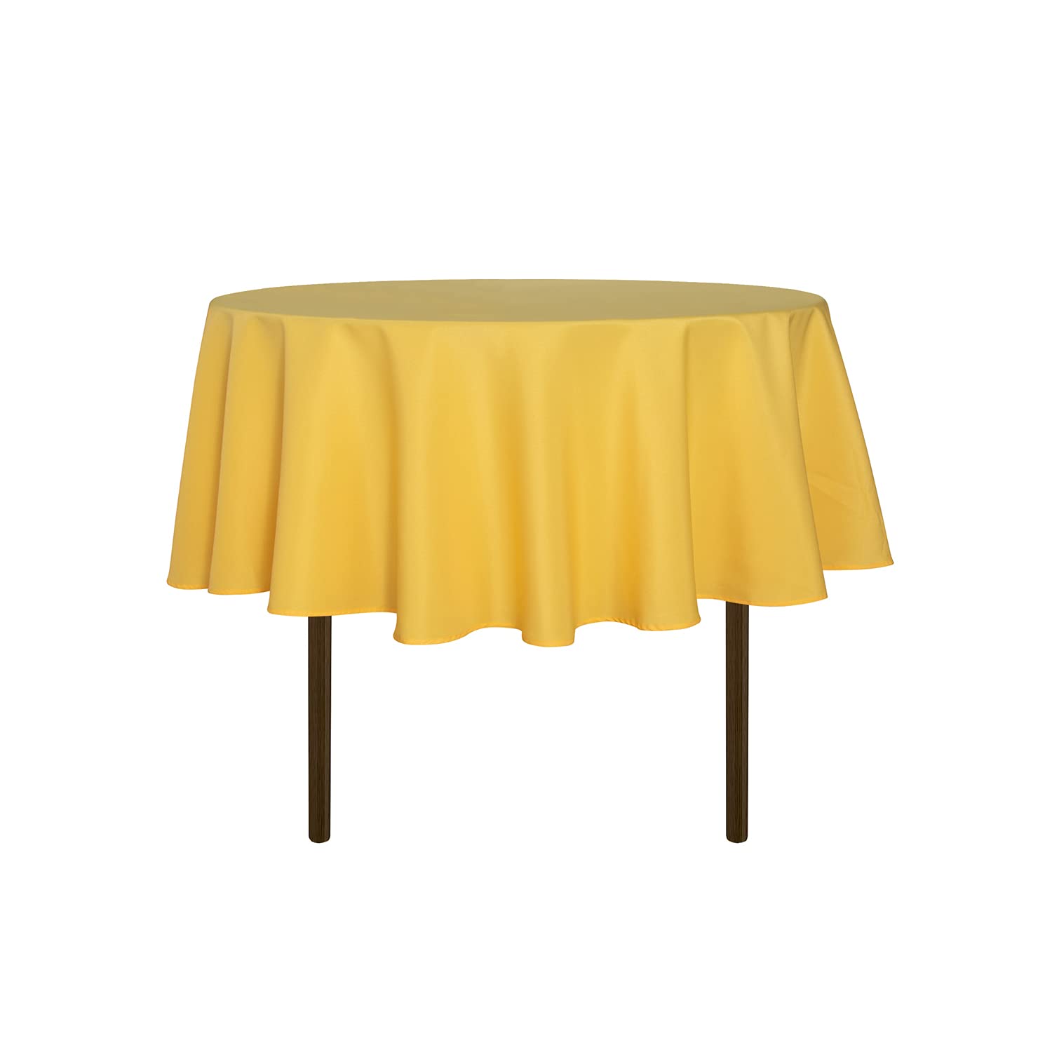 sancua Round Tablecloth 48 Inch Fits 20-36 Inch Tables, Yellow | Water Resistant, Spill Proof, Washable Polyester Cloth Cover, For Dining Tables, Buffet Parties and Camping