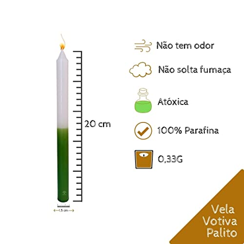 Vela Palito Bicolor BRANCA E VERDE Pct com 10 unidades