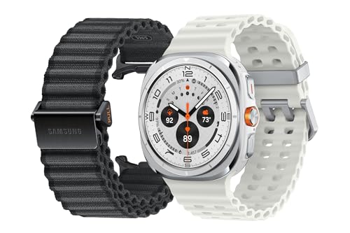 Image of SAMSUNG Galaxy Watch Ultra 47mm LTE AI Smartwatch + Free Band, Energy Score, Heart Rate Tracking, Sleep Monitor, Fitness Tracker, GPS, 2024, Titanium White [US Version, 1Yr Manufacturer Warranty]