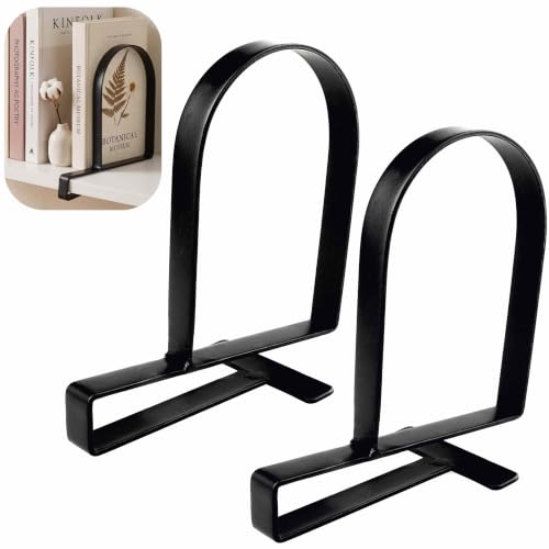 Bookends for Shelves - Heavy-Duty Clamped Book Ends Book Shelf Holders, Non-Skid Bookends Stoppers Supports (Black, 2)