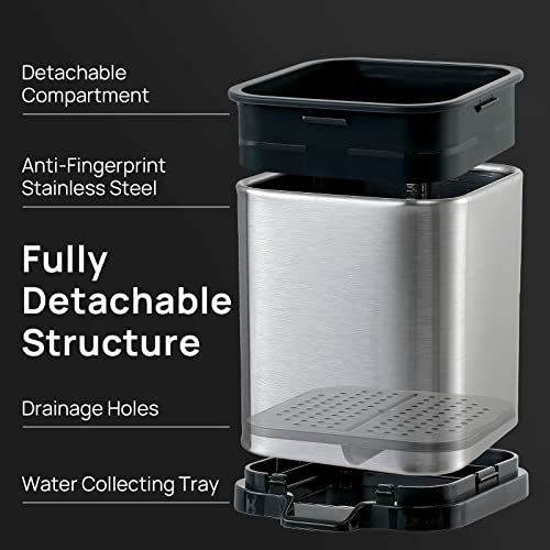 Biarts Kitchen Utensil Holder For Countertop Stainless Steel With Drip Tray Utensil Crock Utensil Caddy For Parties Counter Metal Modern Flatware Organizer For Silverware 4"L X 4.4"W X 4.9"H, Silver #TOP3