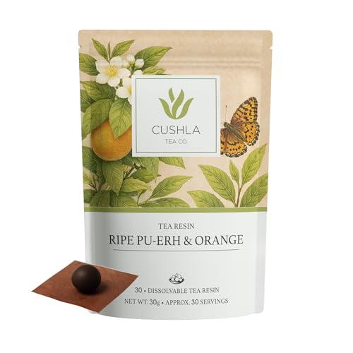 Pu-erh Shu Tea Resin with Orange - Ripe Puer Fermented Dark Tea from Yunnan - Puer Tea Concentrate - 30 Individually Wrapped Pieces