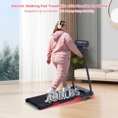 Image of Portable Treadmill for Home Small, Walking Pad with Handle Bar, 3.5HP Eelectric Walking Pad Treadmill with Handle Bar and Incline, Small Treadmills for Home Exercising, 0.6-10MPH, 400BS