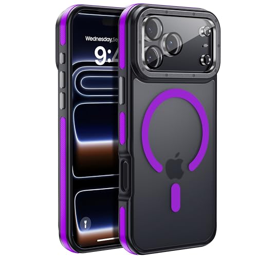 Yzoiko Magnetic for iPhone 17 Pro Case with Camera Protector，Purple