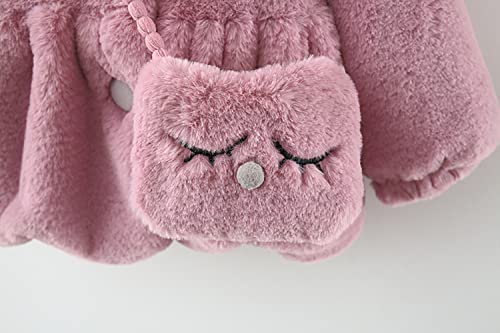 Plustrong Infant Baby Girls Winter Warm Coats Ear Hooded Faux Fur Fleece Jacket Outwear (Pink Bunny,90(12-18 Months) #TOP4