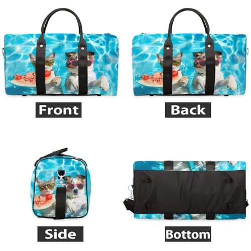 Travel Duffel Bag, Cute Animal Dog Cat Tropical Sports Tote Gym Bag Foldable Western Aztec Weekender Bag Carry on Luggage Handle Bag Overnight Shoulder Bag for Women Men,A-13302