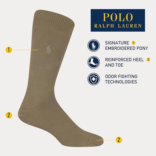 POLO RALPH LAUREN Men's Supersoft Flat Crew Sock 3 Pair Pack, Khaki, Mens Shoe Size 12-17 by POLO RALPH LAUREN - Used condition - Image 4