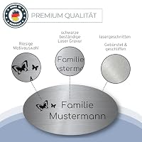 Edelstahl Schild personalisiert mit Gravur - graviertes Namensschild ab 8x5 cm abgerundete Ecken - von klein bis groß - Türschild Briefkastenschild Klingelschild - selbstklebend o. Bohrung – Ansicht 4