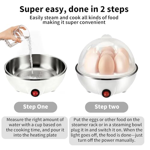 Electric Egg Boiler & Cooker – 7 Egg Capacity Rapid Egg Maker with Auto Shut-Off, Soft/Medium/Hard Boil Settings, Poaching Tray Included, Fast & Healthy Egg Steamer for Home & Office - Image 5