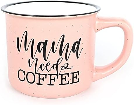 June & Lucy Mom Mug with Stylish Gift Box- Novelty Coffee Mug Mom Gifts - Cute Coffee Mugs for Women - Coffee Mug with Hand Lettering - 15 oz Microwave and Dishwasher Safe (Mama Needs Coffee)