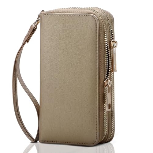 Small Crossbody Bag With Gold Chain Strap - Phone Purse With Card Slots & Zippered Pocket