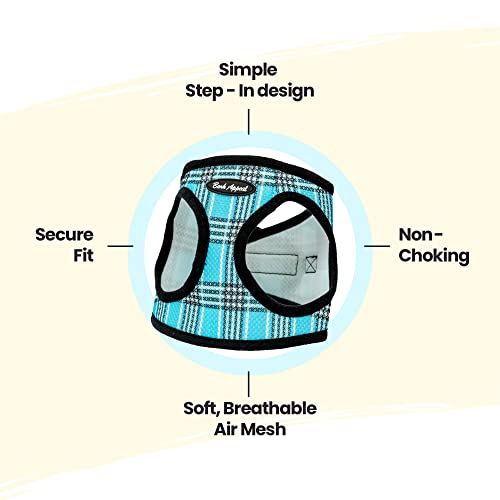 Bark Appeal Step-In Dog Harness, Mesh Step In Dog Vest Harness For Small & Medium Dogs, Non-Choking With Adjustable Heavy-Duty Buckle For Safe, Secure Fit – (Small, Blue Plaid) #TOP1