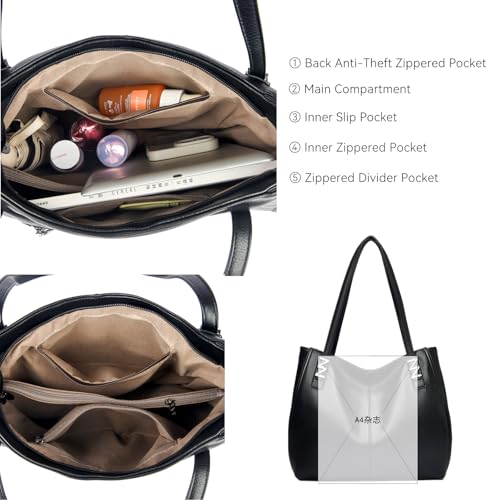 Bolso tote grande para mujer, de cuero vegano, bolso de hombro y mano, tipo hobo miniatura 6