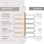 Pants Hangers Space Saving - European Beechwood Scarf and Jean Hangers - Closet Organizer and Space Saver Pant Rack, Leggings Hanger, and Scarf Holder with 360° Swivel Hook (1 Pack) - Image 5