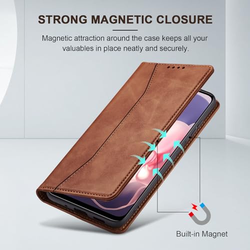 Image of Jasonyu Flip Wallet Case for Moto G Power 5G (2024),Brown