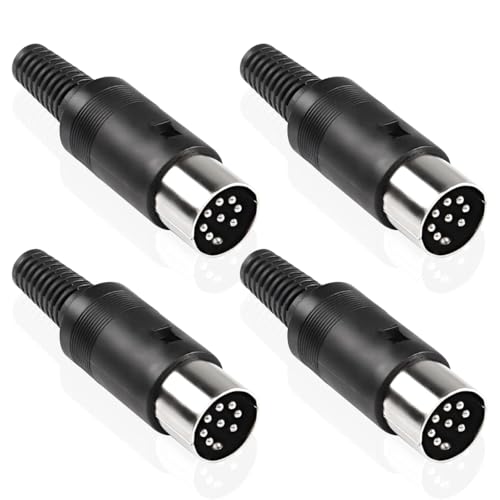 Image of Ausi 4 Pcs DIN 8 Pin Male Plugs Connector MIDI Cable Audio Adapter with Solder Terminals Plastic Handle Metal Shell 8 PIN