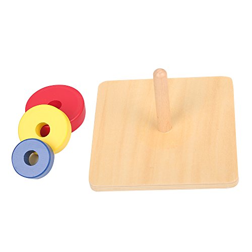 Image of Montessori Materials Three Discs on a Vertical Dowel for Preschool Baby Toys
