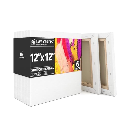 LWR CRAFTS Stretched Canvas 12" X 12" Pack of 6