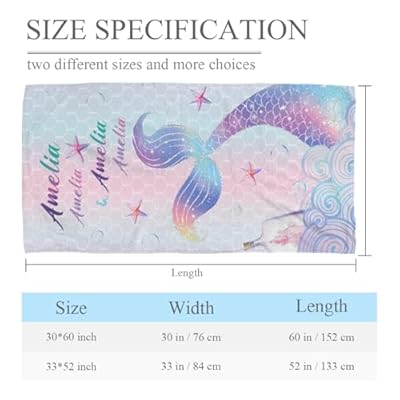 Personalized Beach Towel with Name - Customized Custom Gifts Summer Microfiber Quick Drying, Sandproof and Lightweight, Swim Pool Yoga Camping Towel for Adults Women Men Kids, 30 x 60 in (Mermaid) 41oMrMo5GUL. SS400