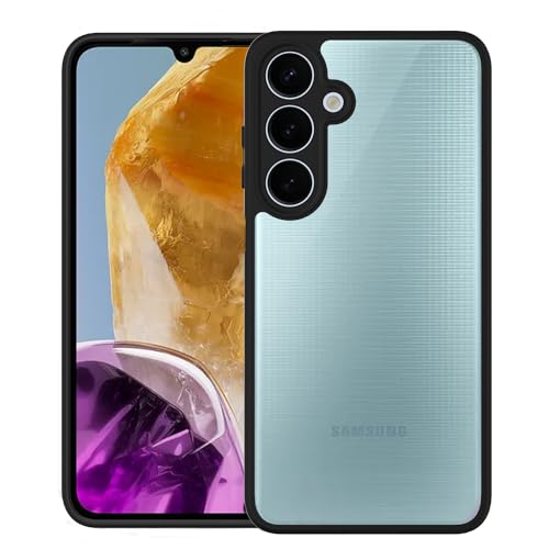 Image of KAPAVER Hybrid Clear Back Cover Case for Galaxy M15 /F15 | Protective Shockproof Cleare Hard PC Soft Flexible Black TPU Cover