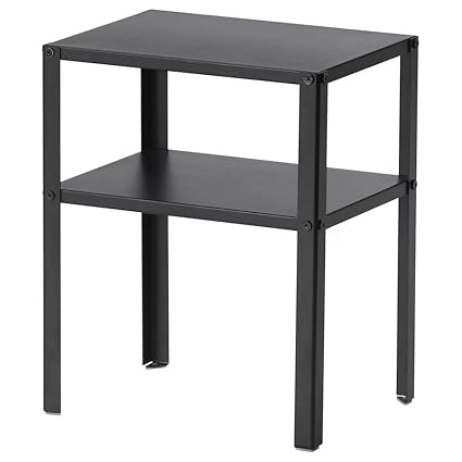 nandati Black Alloy Steel Metal Bedside Table - Compact, Stylish - Black - 37x28 cm (14 5/8x11)