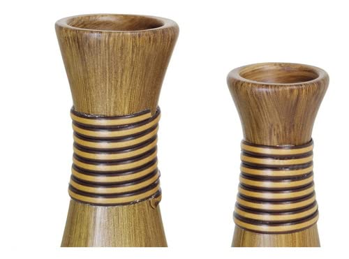 Kit 2 Vasos Líbano Cerâmica Decorativa Sala Quarto Enfeite Marrom Amadeirado Africa