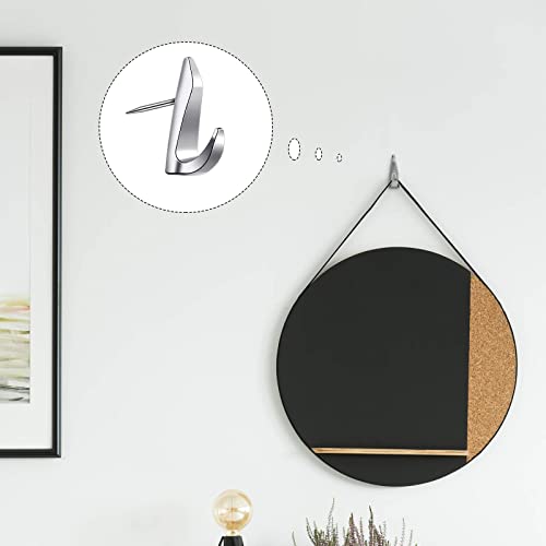Ferraycle 30 Pieces Metal Push Pin Hangers 20 lbs Picture Hooks Zinc Alloy Thumb Tacks Hanging Hooks with Nails for Home Office Fabric Wall Wooden Board (Silver) by Ferraycle - Image 7