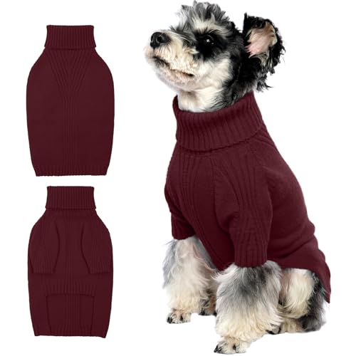 Image of Turtleneck Dog Sweater,Thermal Knitted Sweater for Small Dogs Girl Boy, M