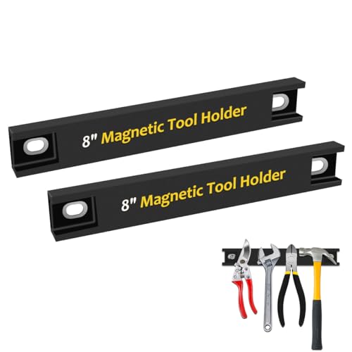 UCINNOVATE Magnetic Tool Holder with Rubber Protection, 2 Pack 8 Inch Heavy Duty Wall Mounted Tool Organizer for Garage, Workshop, and Home Use, Securely Hold Wrenches, Screwdrivers, Pliers, and Tools