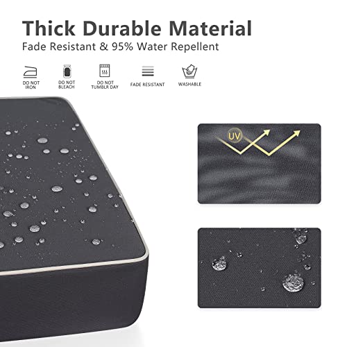 Porch Shield Outdoor Patio Cushion Covers Set 4 Waterproof Fade Resistant Chair Seat Cushion Slipcovers 22 X 20 X 4 Inch, Dark Grey #TOP1