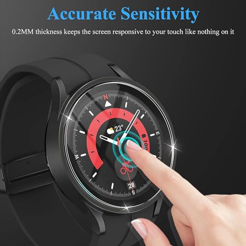 DEALELE Etui kompatybilne z zegarkiem Samsung Galaxy Watch 6 Classic 43 mm/47 mm, etui ochronne z PC z błyszczącym kryształem górskim + 2 folie ochronne ze szkła hartowanego, czarne + czarne