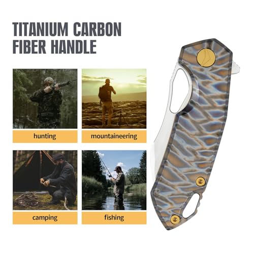 FerraMonster Taschenmesser Klappmesser Outdoor Messer Survival Messer EDC Einhandmesser mit Taschenclip, Tasche - M390 Stahl, Griff mit Titan - Männer Geschenk (Farbig)