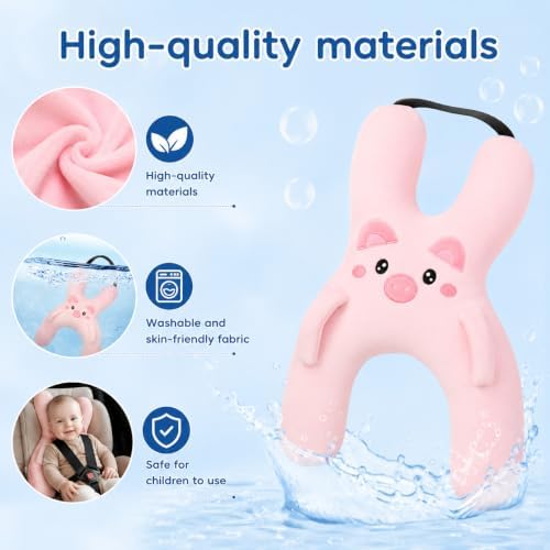 FFKQBH Car Pillow for Kids with Neck Support, Kids Travel Pillow and Sleeping Cushion for Toddlers, Soft Car Seat Pillow for Road Trips (Light Purple) — view 2