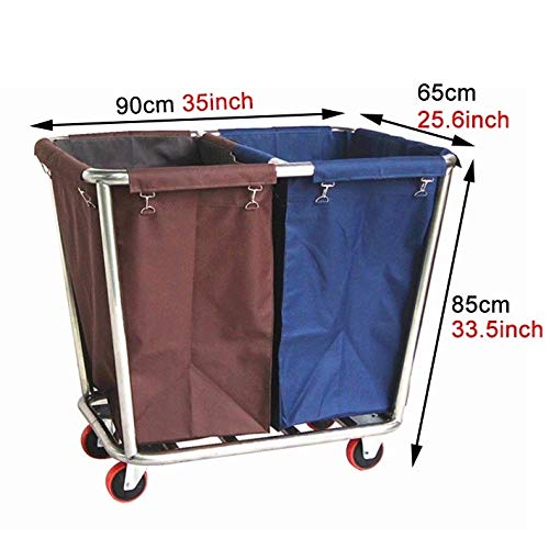 Carrito comercial para ropa con ruedas y cesto de ropa sucia doble 2