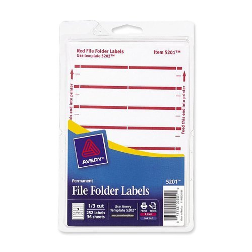 Printable 4" x 6" - Permanent File Folder Labels, 0.69 x 3.44, White, 7/Sheet, 36 Sheets/Pack, (5201)