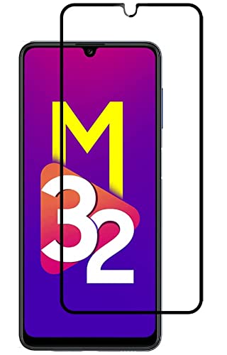 Image of SENBUN Tempered Glass Screen Protector Compatible for Samsung Galaxy M32 4G, F22 with Edge-to-Edge Protector and Easy Installation Kit, Pack of 1, Black