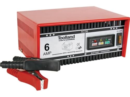 Toolland Cargador de batería de 12 V, con protección contra sobrecarga y Pantalla de Estado de Carga LED, para Cargar baterías de Motocicletas, Tractores, automóviles, Barcos de Furgoneta y Motor,