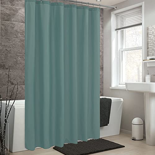 Image of ALYVIA SPRING Extra Long Waterproof Fabric Shower Curtain Liner Teal, 72x84 | 3 Magnets, Soft Cloth & Hotel Quality, Machine Washable, Light-Weight, Extra Long Size