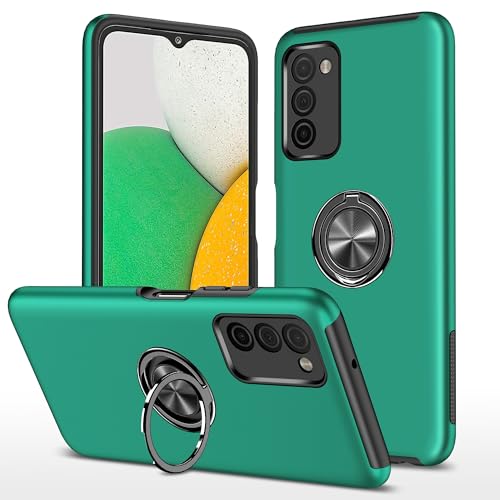 ��]�����O�L�b�N�X�^���h�t��Samsung Galaxy A03s�P�[�X�ƌ݊�������A�X�����ϏՌ��ی�n�[�h�d�b�P�[�X�t���{�f�B���ȕی�J�o�[Samsung A03s�p(Dark Green)